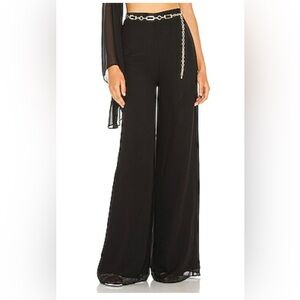 Michael Costello x REVOLVE Irina Pant Wide Leg High Waist Black Chiffon Lined XS